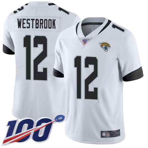 Men Nike Jacksonville Jaguars #12 Dede Westbrook White  Stitched NFL 100th Season Vapor Limited Jersey->jacksonville jaguars->NFL Jersey